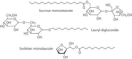Three common carbohydrate-based surfactants